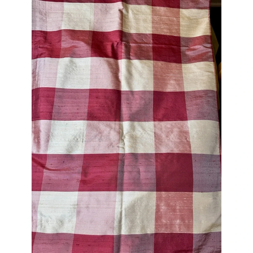 Pair Dupioni Raw Silk‎ Plaid Room Darkening Curtain Panels Rod Pocket 42x96